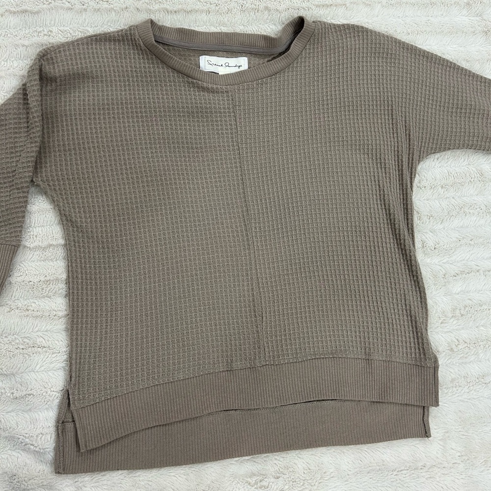 French Laundry Women's Waffle Knit Sweater in Taupe